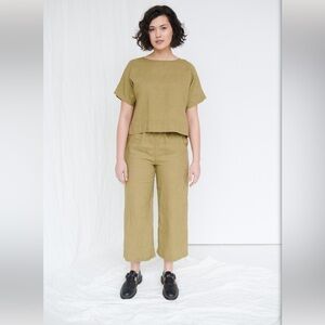 Linenfox Mona top Sea Green linen size S-M